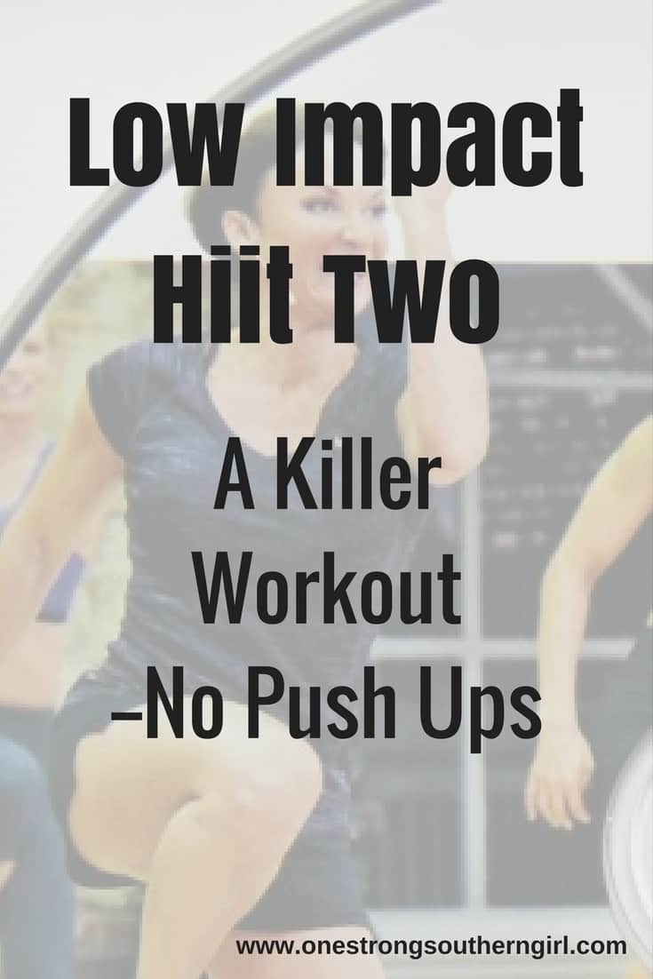 the cover art of the Low Impact HiiT video with Cathe Friedrich doing the workout