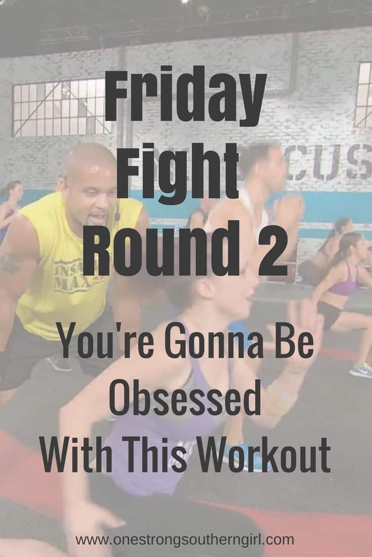 a scene from the Friday Fight Round 2 workout with Shaun T encouraging another exerciser