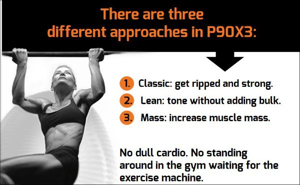 the P90X3 infomercial page