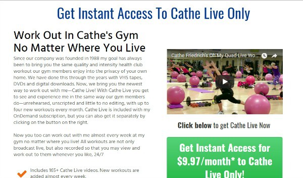 this is where you'll sign up for Cathe Live