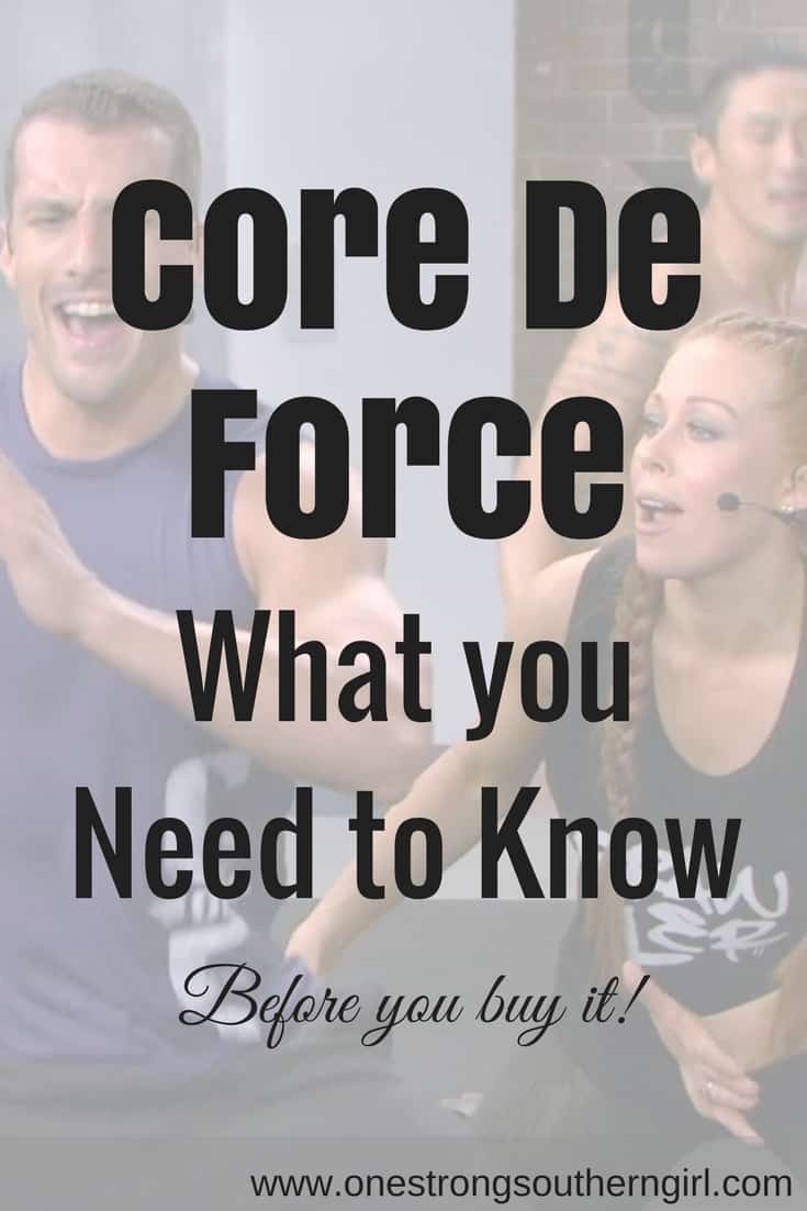 Joel Freeman and Jericho McMatthews doing one of the Core de Force workouts with text that says Core De Force what you need to know before you buy it