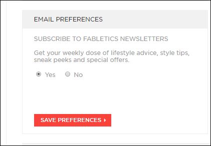 how to adjust your email preferences in your Fabletics account