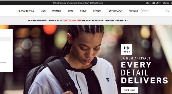 Under Armour is one of the top gym apparel sites for women
