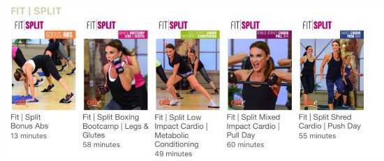the Fit Split series of workouts by Cathe Friedrich