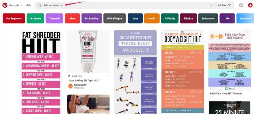 Pinterest search for hiit workouts