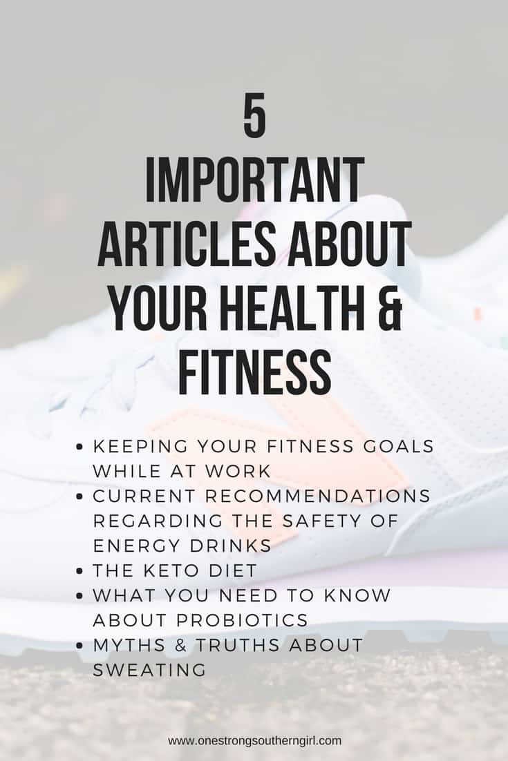 an image of a white sneaker with black text overlay that says 5 important articles about your health and fitness
