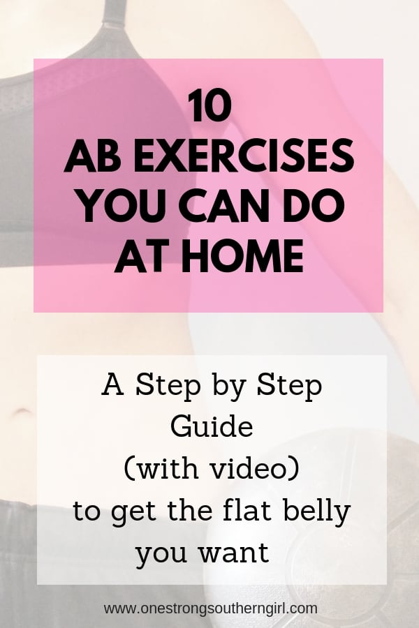 the torso of a woman standing with a medball at her hip and text overlay that says 10 ab exercises you can do at home