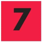 a black number 7 in a red box