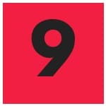 a black number 9 in a red box