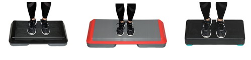 3 aerobic steps in a row comparing the circuit size to a gym sized step