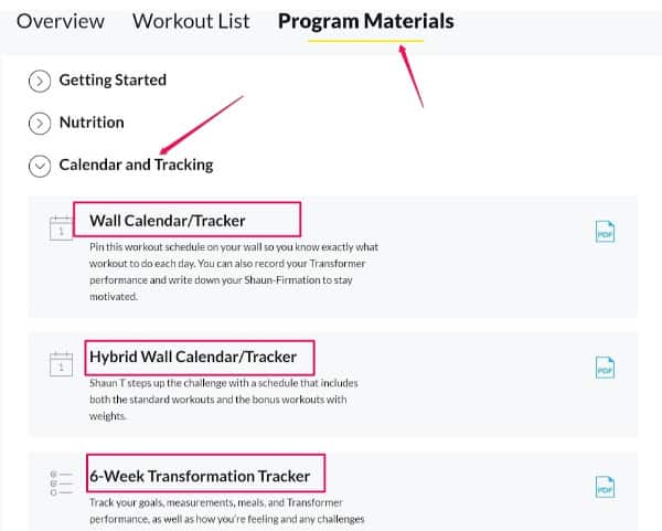 a screen shot showing where to click inside Beachbody on Demand to find the workout calendars
