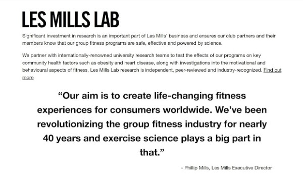 text about the research done to create the les mills workouts