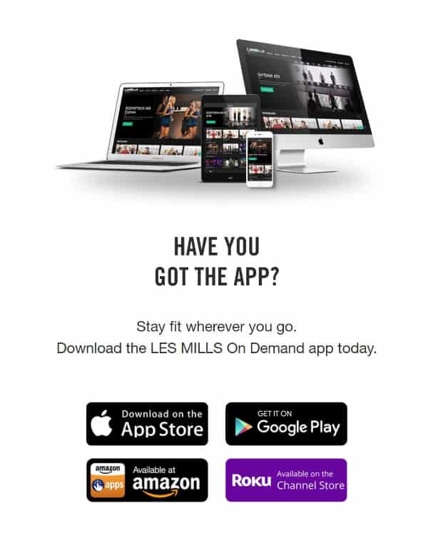 an image of the places where you can get the Les Mills app