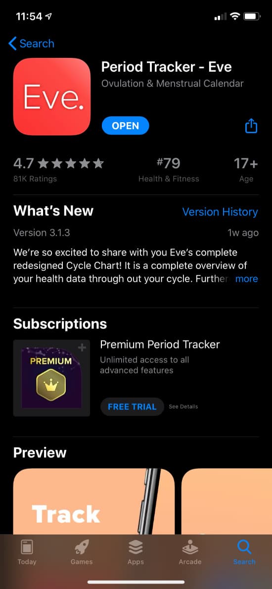 image of the even app inside the app store of Itunes