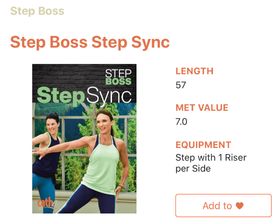 the cover art of the Step Sync video with Cathe Friedrich wearing a green workout top