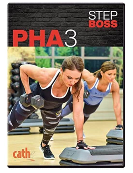 cover of PHA3 with Cathe Friedrich doing a one-arm row in plank