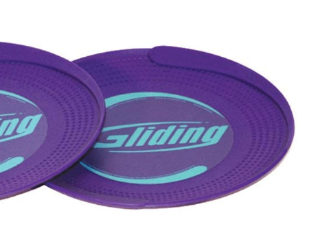 a pair of purple gliding exercise sliders