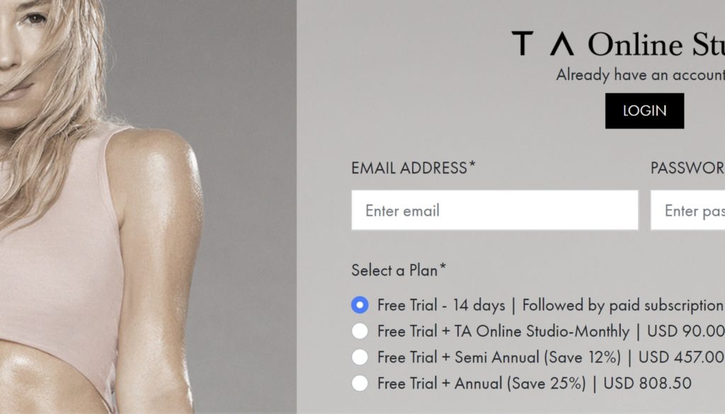 the price of a monthly membership to the Tracy Anderson online studio