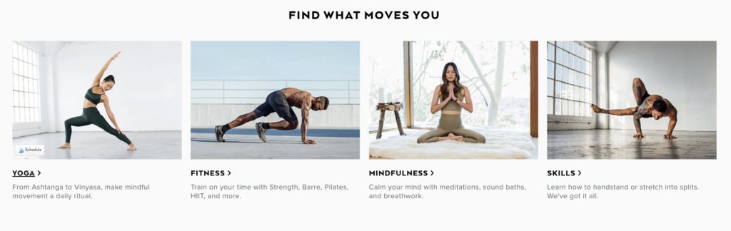 the workouts styles you'll find inside the Alo Moves streaming workout service