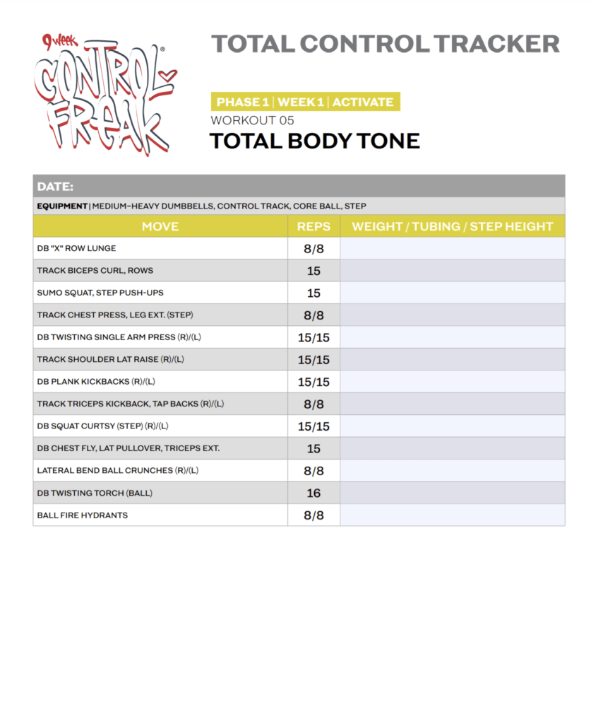total control tracker for total body tone