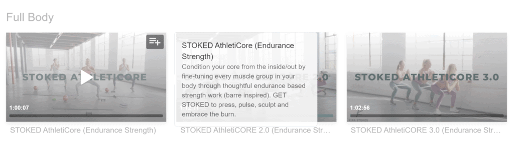a sample of the Athleticore routines in the Kira Stokes library