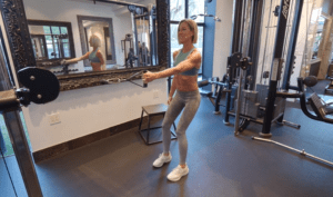 Kira Stokes doing a Gym Time workout