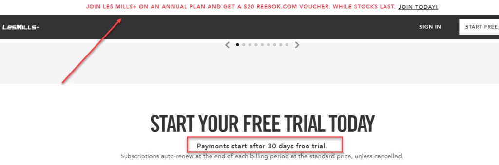 les mills+ free trial period information
