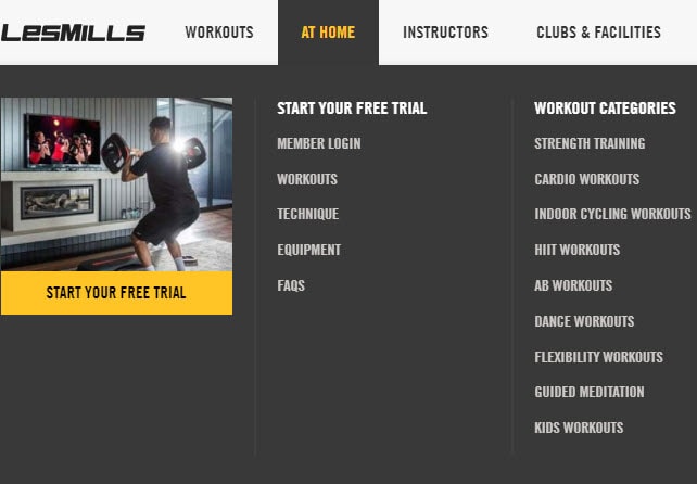 les mills+ at-home workout categories